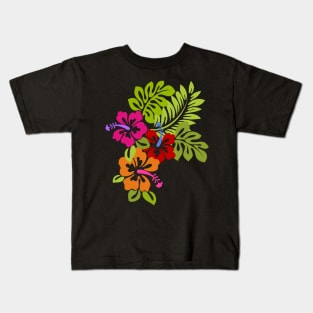 Tropical Hibiscus Flowers Bouquet Kids T-Shirt